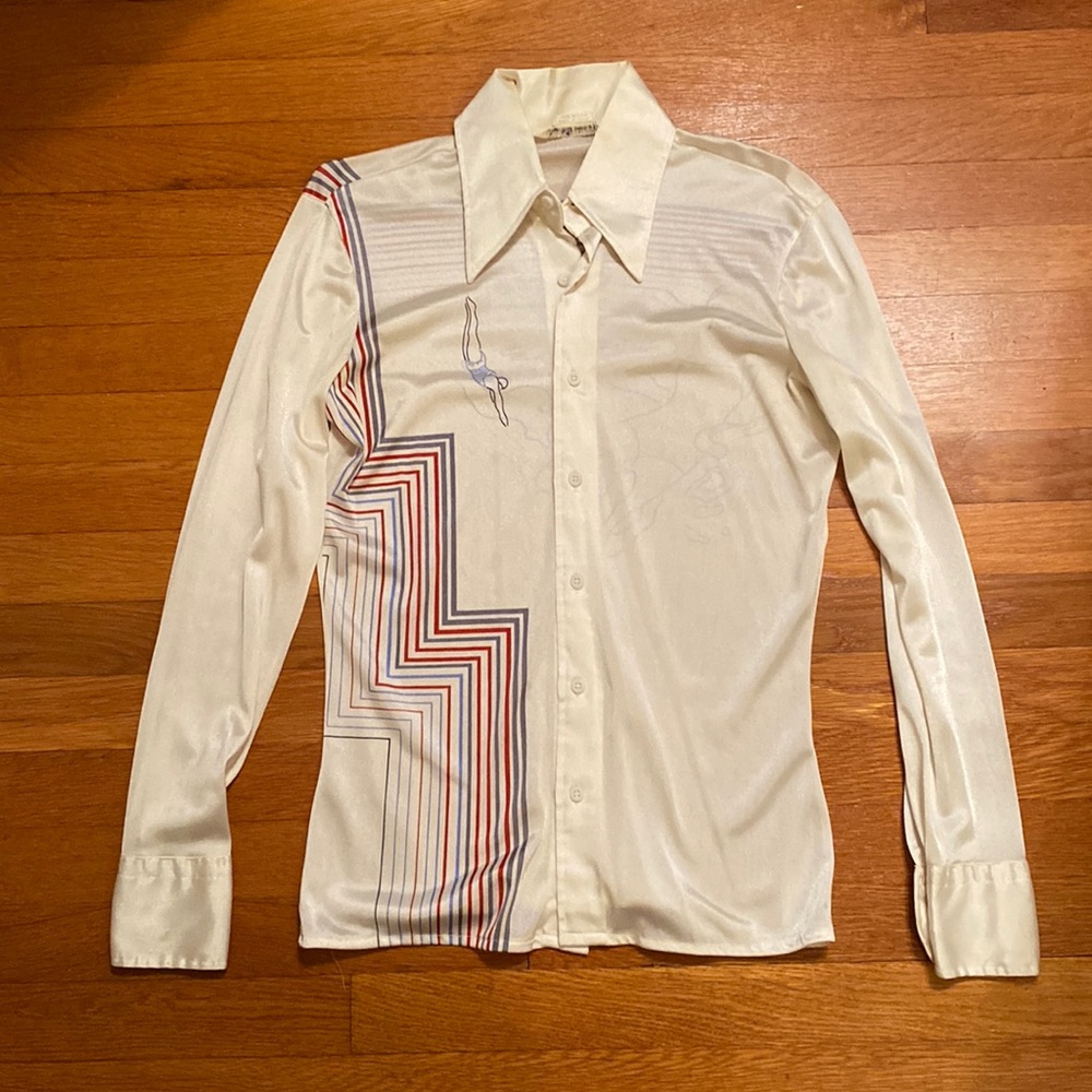 VINTAGE BUTTON DOWN NYLON DISCO SHIRT